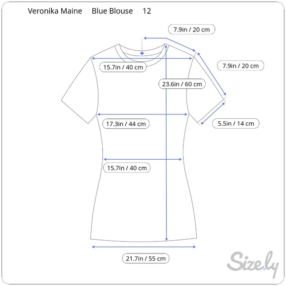 Veronika Maine Blue top short sleeve size 12 - Picture 5 of 5
